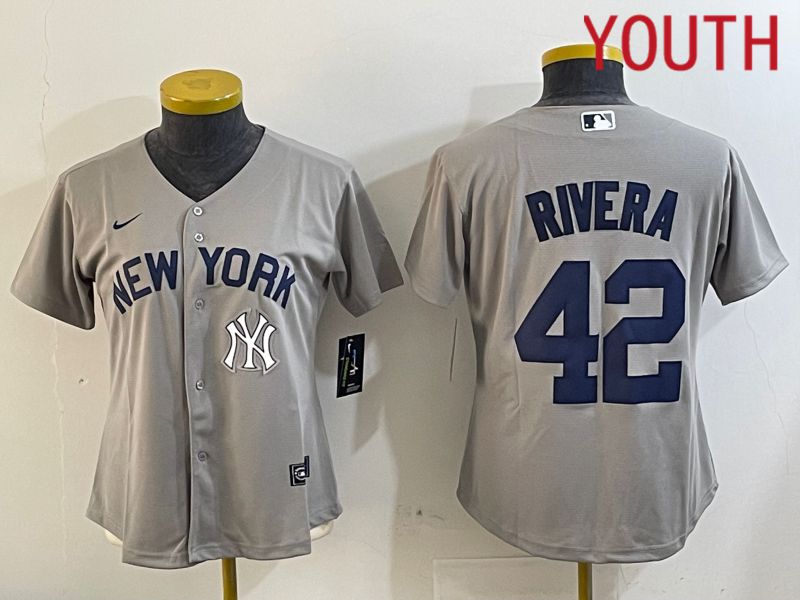Youth New York Yankees #42 Rivera Grey Game Nike 2024 MLB Jersey style 4->new york yankees->MLB Jersey